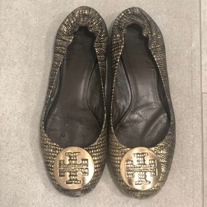Gold Tory Burch Flats